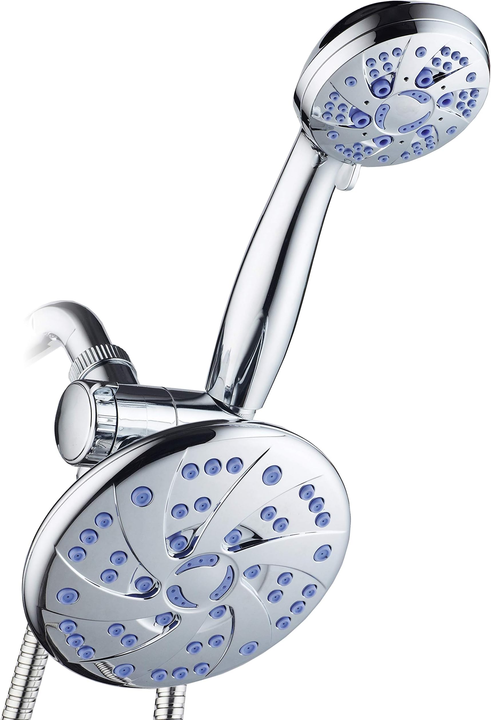 AquaDance 5547 Antimicrobial/Anti-Clog High-Pressure 6" Rainfall Heads Combo Microban Nozzle Protection from Growth of Mold Mildew and Bacteria for Stronger Shower, Single, Sunset Blue