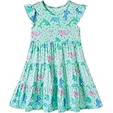 DREAMHALO Sleeveless Twirl Dress for Toddler Girls–Soft Flutter Sleeve Dresses Summer Bamboo Viscose Skirt 2-5T
