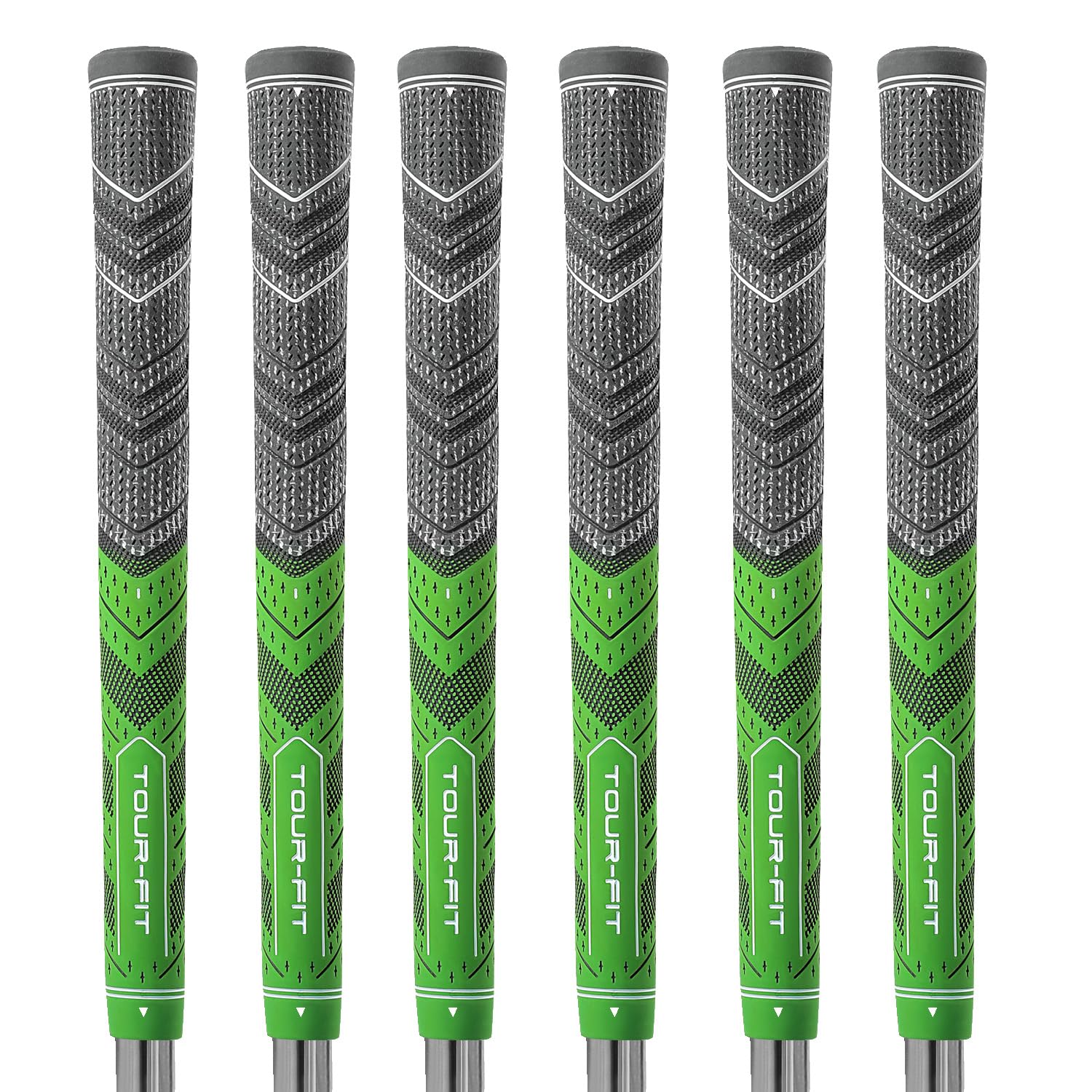 Golf Grip Tour Fit Dual Compound Premium Half Cord Golf Grips Standard Midsize Golf Grips with Golf Tape Set of 1/3/6/9/13 (Standard, Black/Green set of 6)