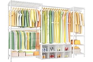 Ulif E10 Clothes Rack（With Stretchable Hanger Rod）Freestanding Clothing Racks for Hanging Clothes，Adjustable Closet Organizer