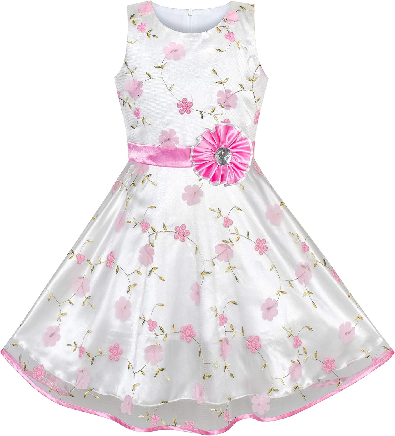 Sunny Fashion Vestito Bambina Rosa Floreale Tulle Festa Di Compleanno Nozze 4 12 Anni Bambine E Ragazze Abiti