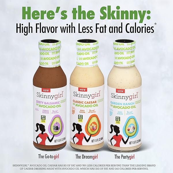 SKINNYGIRL SUGAR FREE GLUTEN FREE AVOCADO OIL SALAD DRESSING, CREAMY CAESAR, 11.5 OUNCE