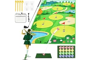 AIGIMU Upgraded Chipping Golf Game Mat (Golf Club Included) Golf Mat for Adults Kids Indoor Outdoor Backyard Golf Game Putting Green New Indoor Golf Game | Stick Chip Games for Family
