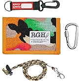 Rough Enough Boys Wallet for Teens 12-14 Adjustable Neck Lanyard Carabiner Heavy Duty Canvas Trifold Orange Camo Vintage for College Camp Sports