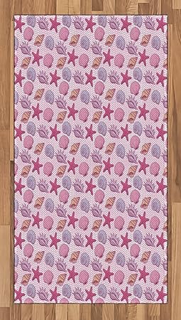 Lunarable Unterwasser-Teppich, Strandmuster mit Muscheln mit abstraktem