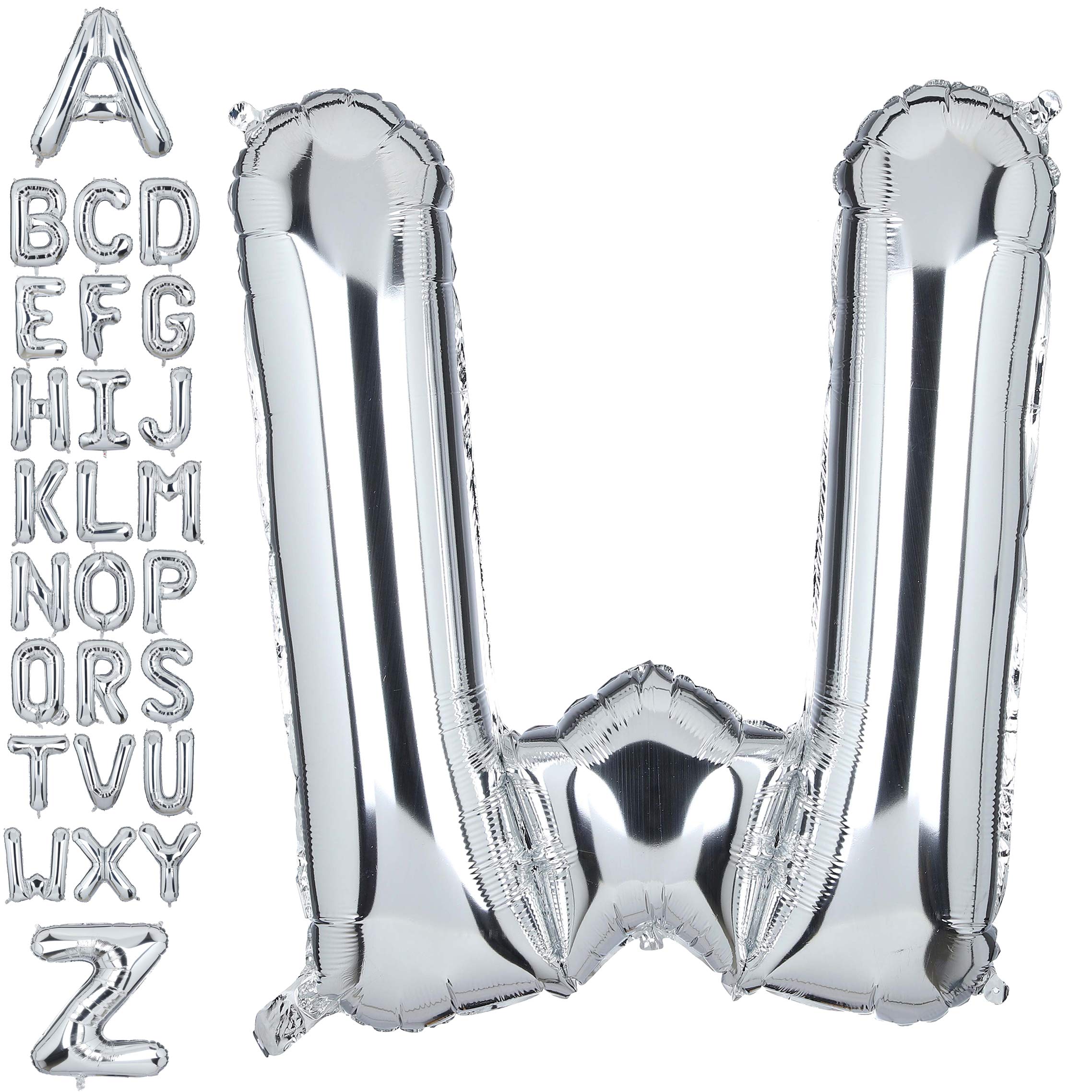 40 Inch Giant Silver Letter W Foil Helium Balloons Big Single Mylar Balloon Birthday Party Decoration Supply Baby Shower (Silver W)