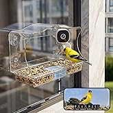 Freeseason Smart Bird Feeder with Camera & AI Bird Identifier, 2K HD Auto-Capture Video, Window Mounted with Strong Suction Cups, Unique Christmas Gift for Elderly Parents, Birding Lovers