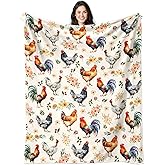 Chicken Blanket Chicken Gifts for Women Girls Soft Flannel Rooster Throw Blanket Chickens Lovers Birthday Bedding Decor Gifts for Kids Adults Stuff 50"x40"