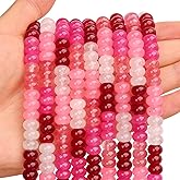 BONNY BOXX 1 Strand Natural 5 * 8mm Pink Shade Rondelle Beads, Natural Abacus Disk Stone Beads Loose Spacer Gemstone for DIY Bracelet Necklace Jewelry Making