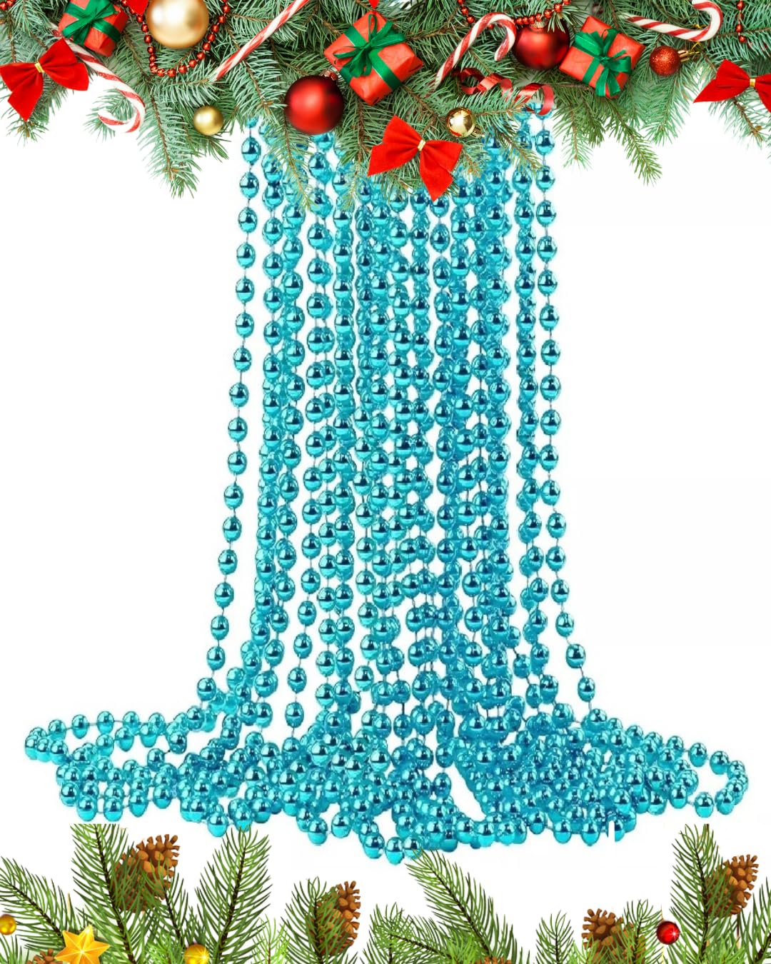UKDD® 10m Long Christmas Bead Chain - Christmas Shiny Bead Garlands - Christmas tree Decorations (Turquoise)