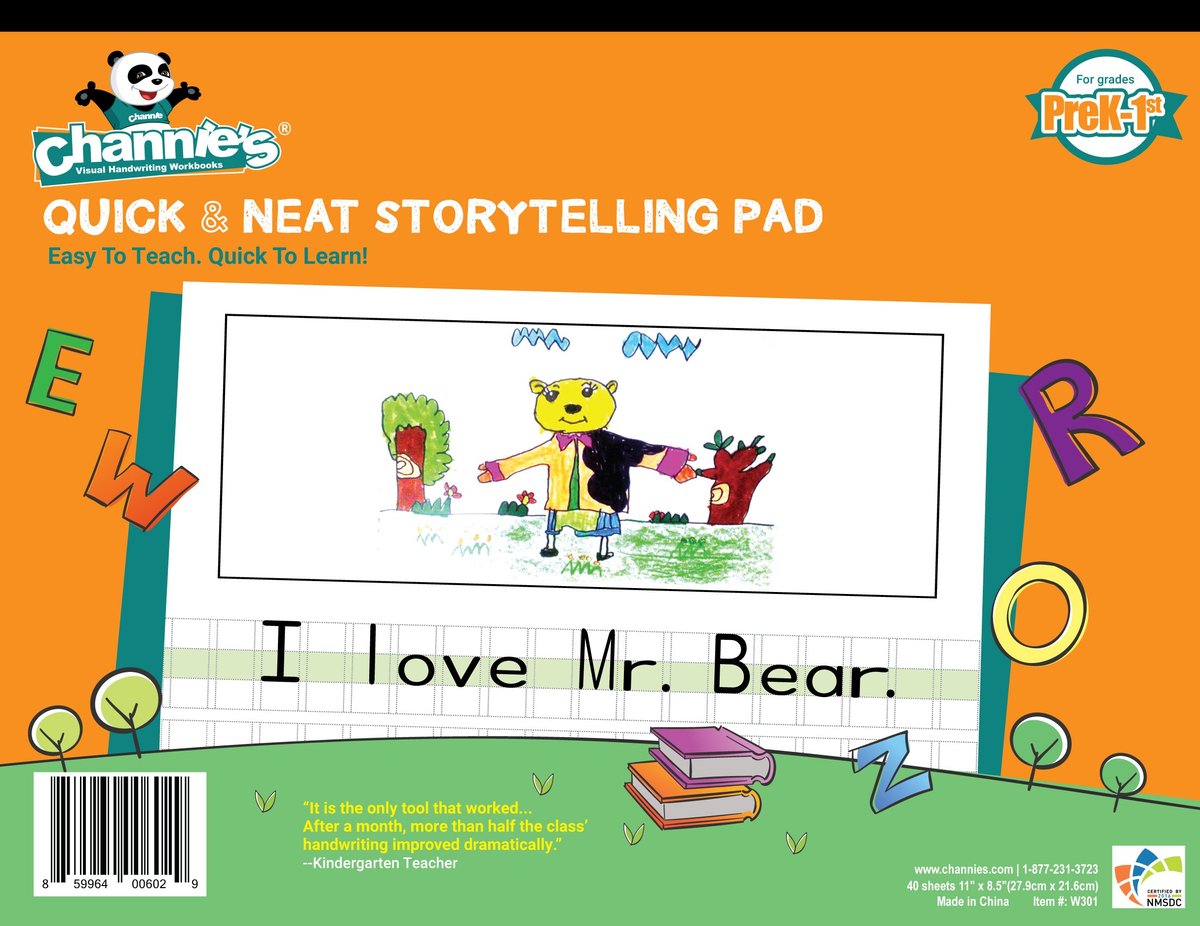 Channie's Visual Handwriting Storytelling Workbooks for Prek-1st Grades 40 Sheet 80 Pages 8 x 11.5 with Paper Back