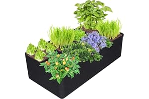 FAIROOTH Fabric Raised Garden Bed 128 Gallon 8 Grids Large Plant Grow Bags 3 x 6FT Rectangle Breathable Planting Container Garden Grow Bed Bags for Outdoor Growing Vegetables, Plants, Flowers