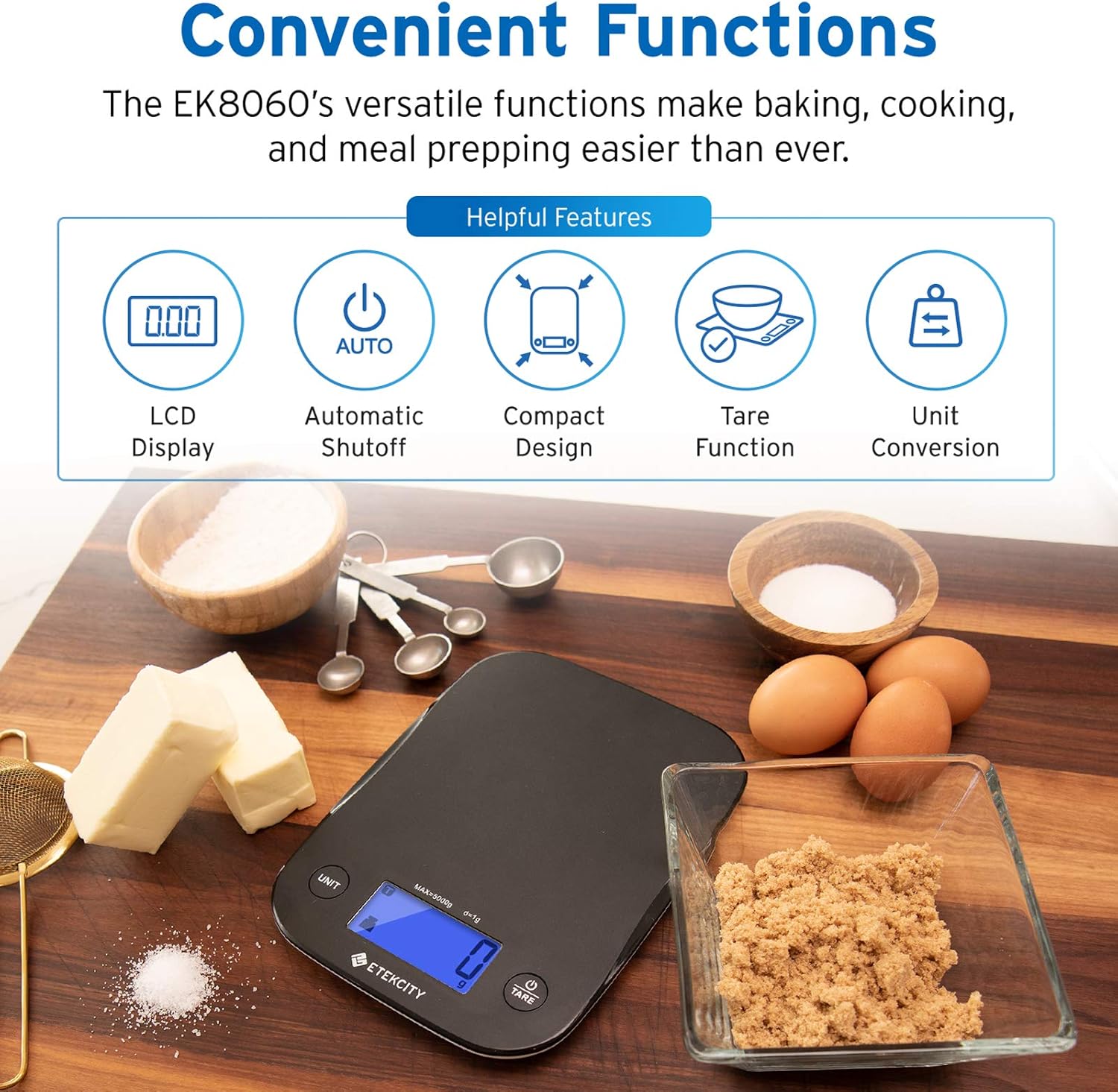 Etekcity Food Kitchen Scale, Digital Weight Grams and Oz for Baking and Cooking, Large, Black Plastic: Kitchen & Dining