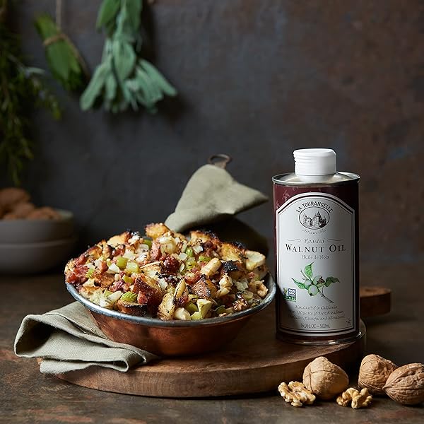 LA TOURANGELLE, ROASTED WALNUT OIL, PLANT-BASED SOURCE OF OMEGA-3 FATTY ACID, COOKING, BAKING, & BEAUTY, 25.4 FL OZ