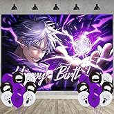 Anime Birthday Party Decoration,Satoru Anime Party Photo Background 5 x 3 FT and 18 Pcs Balloon,Gojo Merch Party Backdrop Supplies