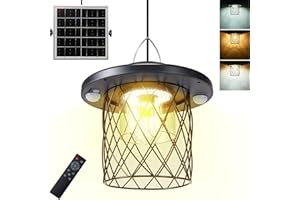 HULPPRE 3000lm Solar Shed Light,Daytime or Night,Classic Metal Solar Lights Indoor&Outdoor with E27 Bulb,Cool or Warm White,5 Modes Barn,Chicken Coop Light,Pendant Lamp for Patio,Garden,Yard,Gazebo