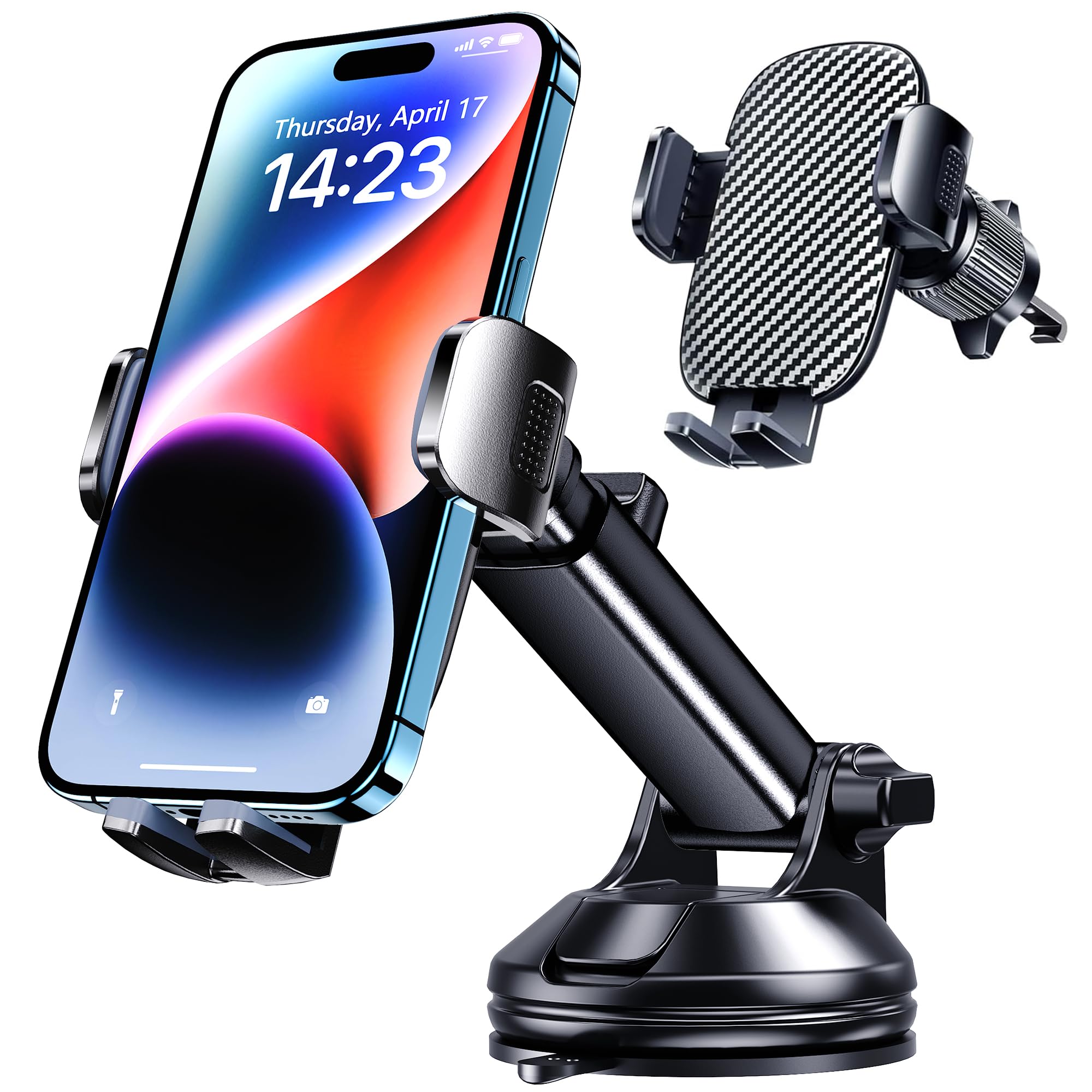 Qifutan Phone Holders for Your Car Cell Phone Mount for Car Mount Windshield Dashboard Air Vent Universal Hands Free Automobile Cell Phone Holder Fit for iPhone Smartphone Camera Mounts