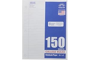 Office Depot Notebook Filler Paper, College-Ruled, 8in. x 10 1/2in., 3-Hole Punched, White, Pack Of 150, 09251OD