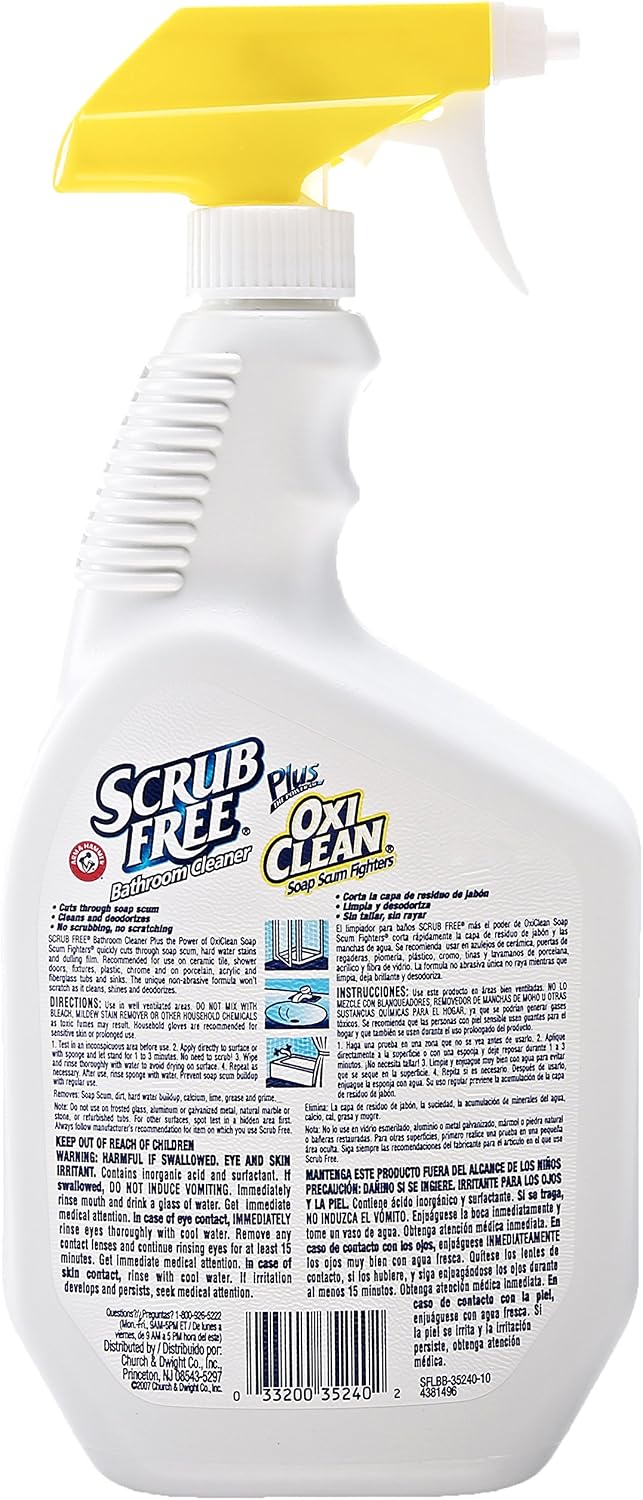 Amazon Com Scrub Free Bathroom Cleaner With Oxi Clean Lemon Scent 32 Oz Health Personal Care