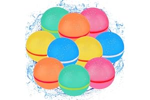 Reusable Water Balloons, Hamsoo Refillable Water Balls Pool Toys, Magnetic Silicone Self-Sealing Quick Fill Splash Balls for Kids, Adults Outdoor Activities - 10 PCS