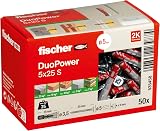 Fischer DuoPower 5 x 25 S Set 50 Plugs 50 Screws Universal Plug
