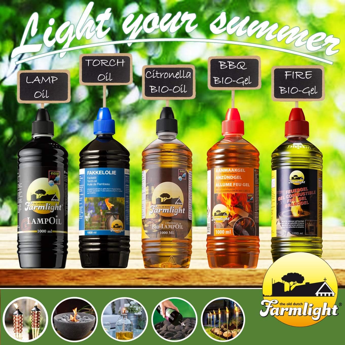 FARMLIGHT Lampoil Citron x 1L Citronella Lamp Oil 12 Bottles 1 Litre