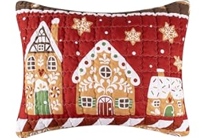 Greenland Home Fashions Gingerbread Lane Festive Holiday Quilted Pillow Sham, Standard