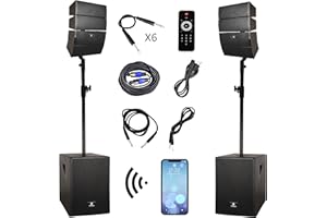 RK RECK RECK Club 3000 4000 Watt DJ/Powered PA Speaker System Combo Set with Bluetooth/USB/SD Card/Remote Control (Two 12-Inch Subwoofers and 8X Array Speakers Set)