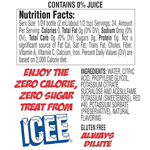 ICEE ZERO CALORIE CHERRY LIQUID WATER ENHANCER DRINK MIX, NATURAL FLAVOR DROPS, SUGAR FREE, 1.62 FL OZ CONCENTRATE (48 ML) – 4 PACK