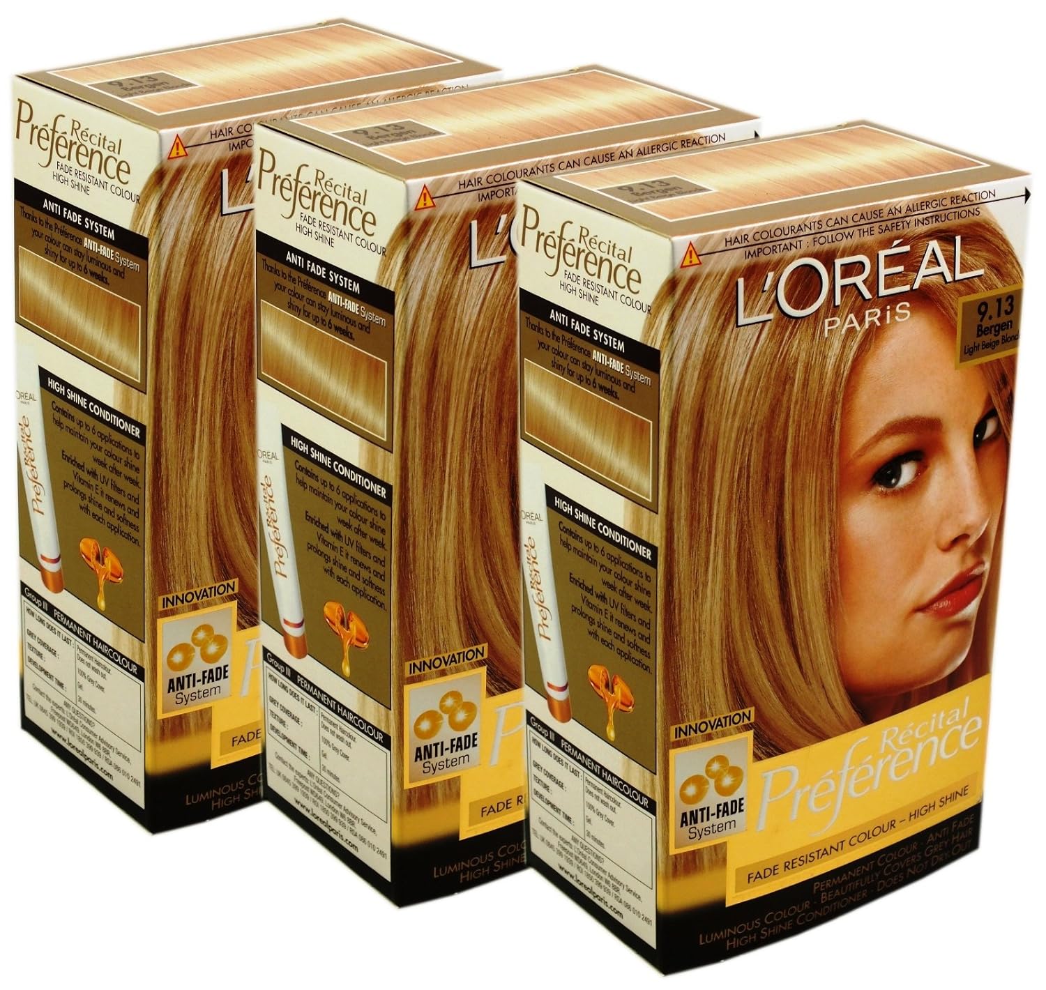 3x L Oreal Paris Preference Light Beige Blonde Hair Color 9 13