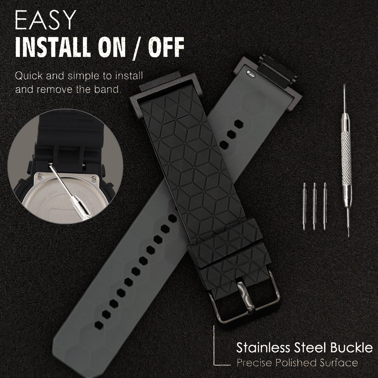 Abanen Silicone Watch Bands Compatible with Casio gshock DW-5600/8900, Sport Bicolor Silicone Strap with Lightweight Plastic Connector Waterproof Wristband for GA-100/GW-B5600/GB-5600 /GW-6900