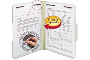 Smead Pressboard Fastener Folder, Letter, 1/3 Cut Tab, Grey/Green, 25 Per Box (14944)