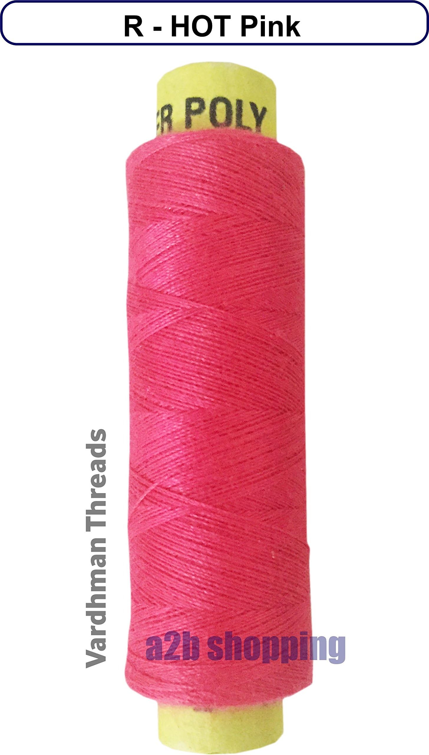 SINGLE COLOUR - Sewing Thread Poly Hammer Reel Spool Quality Yarn (R - Hot Pink)