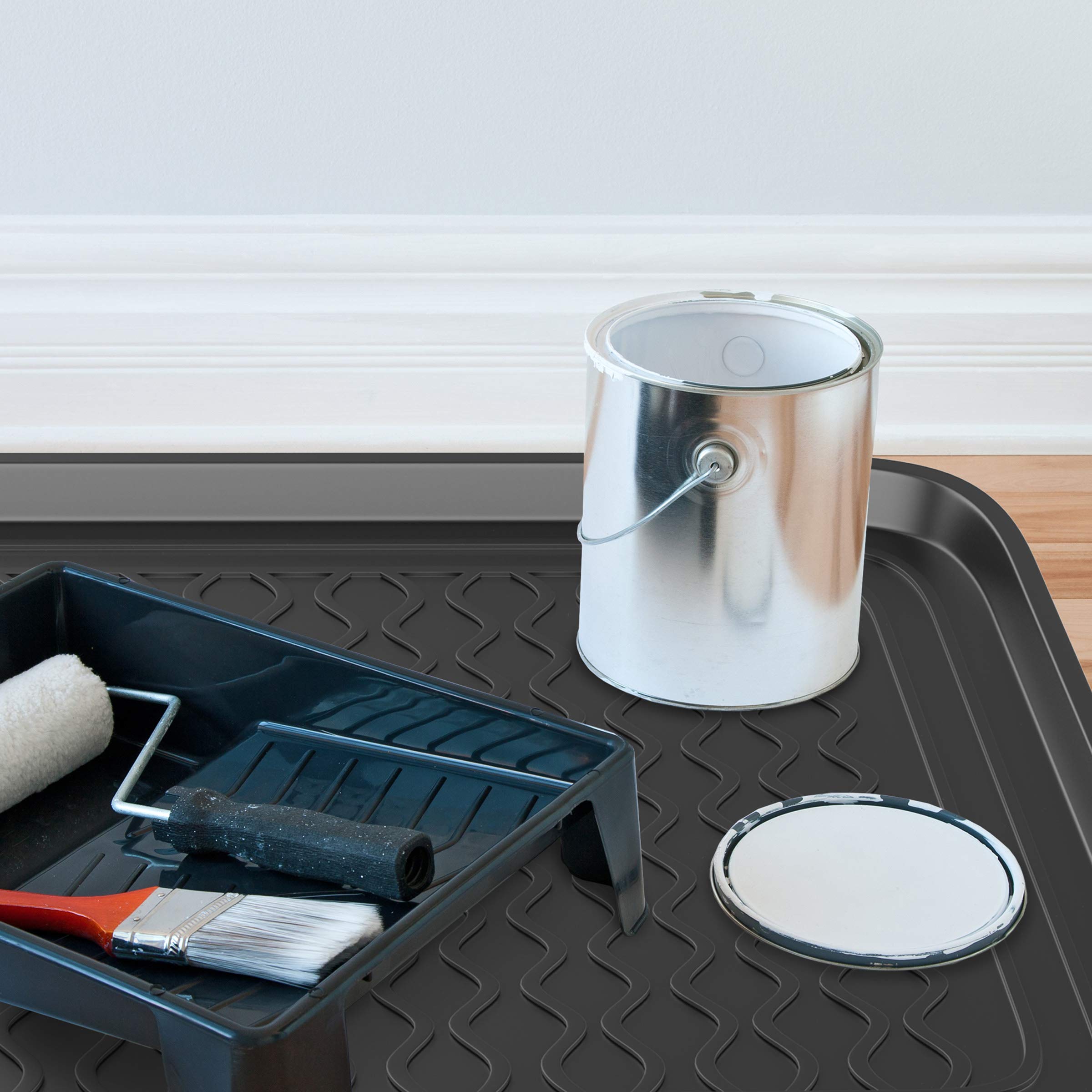 Stalwart 75-ST6102 Weather Boot Tray-Large Water Resistant Plastic Utility Shoe Mat for Indoor and Outdoor Use in All Seasons (Set of Two, Black), Single Pack