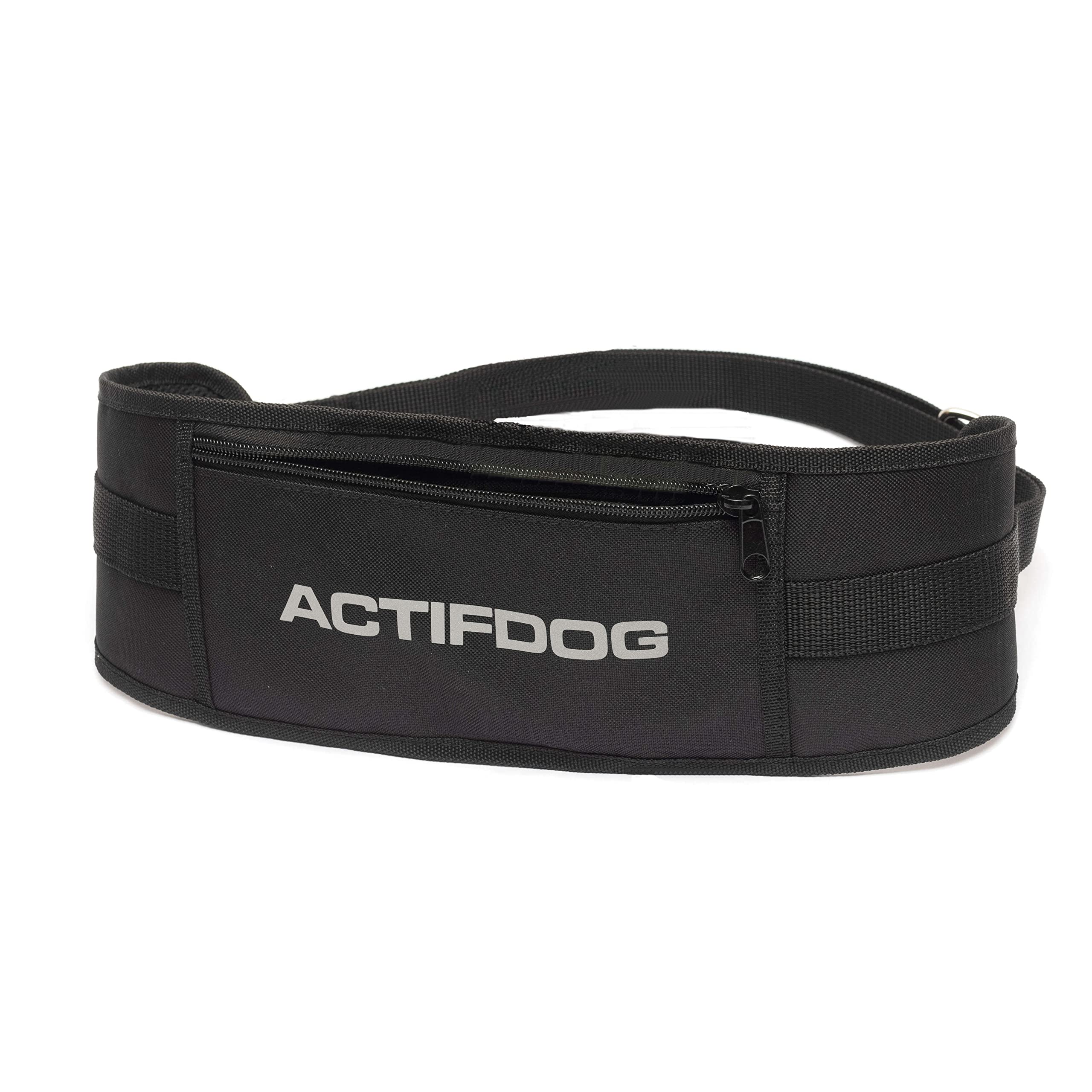 ACTIFDOG Canicros Belt, Running, Walking with Dog, Very Light, Hands Free, Adjustable, Reflective Logo (M: 80-100 cm, Black)