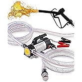 Electric Fuel Transfer Pump 13GPM, 12V Transfer Pump for Diesel, Kerosene | 200W Fuel Pump Kit w/ Nozzle, Hoses &amp; Battery Clamps, Professional Diesel Transfer Pump for Boats, Machinery &amp; Fuel Barrels