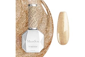 MelodySusie Sparkle Gold Gel Nail Polish,0.5fl oz Nails Soak Off UV LED Champagne Glitter Gel Polish Gift for Women Nail Art Manicure Salon DIY Nail Design Decoration at Home-z159-A2060