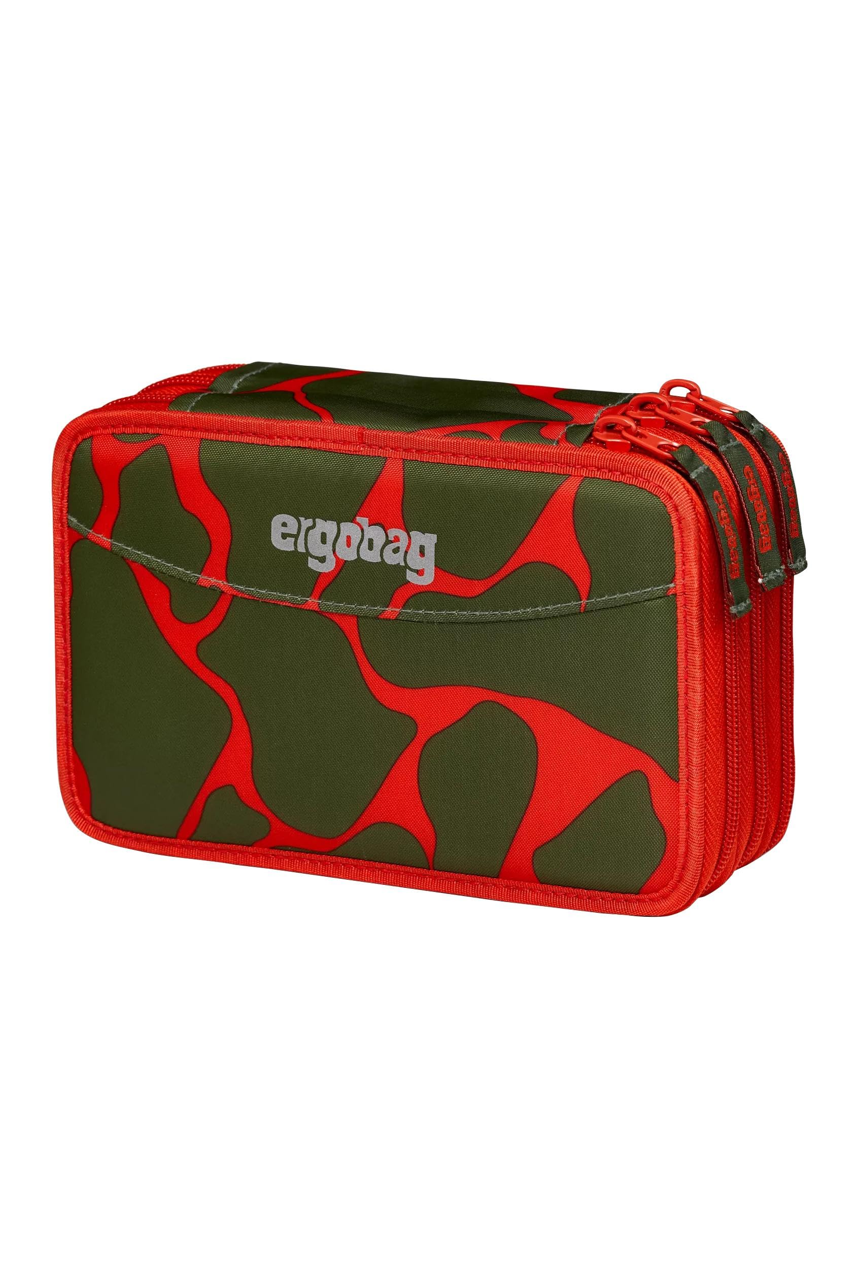 ergobag Maxi Pencil Case Set, 40 Pieces, Lyra Colouring and Felt Tip Pens, Change Compartment, Ruler, Scissors FeuerspeiBär - Orange