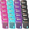 20 Packs Pocket Size Mini Basic Calculators for Students 8 Digit Display Solar Battery Dual Power Small Calculators for Desktop Home Office School Students Kids, 4 Colors