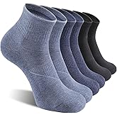 CS CELERSPORT 6 Pack Men's Ankle Socks with Cushion Athletic Running Socks