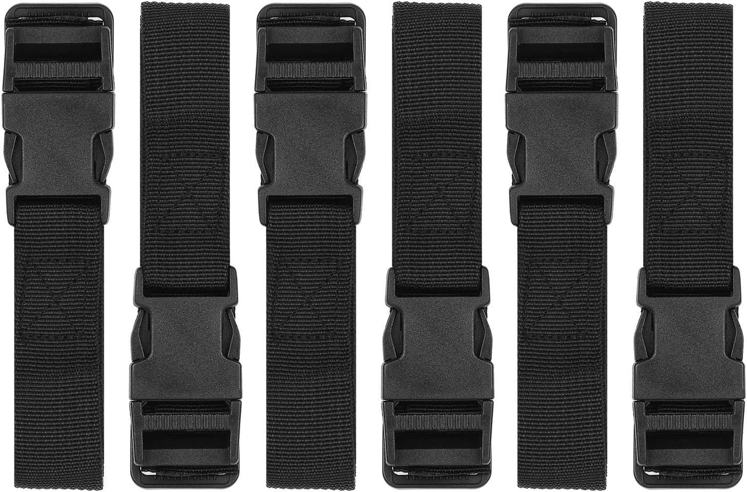 Luggage Nylon Straps with Quick Release Buckle Utility Straps for Travel Packing Outdoorsports 6 Pack 2.5 x 150cm Black
