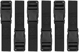 6 Pack Luggage Nylon Straps with Quick Release Buckle Utility Straps for Travel Packing Outdoor Sports, M, Black