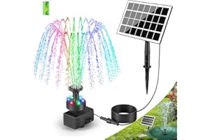 SZMP Solar Fountain Pump 2024 Upgraded 100% Glass Panel, 3.5W Solar Bird Bath Fountain with 7 Nozzle, 16.4ft Power Cord, Colorful Light, Solar Water Fountain for Pond, Patio, Garden - Battery Included