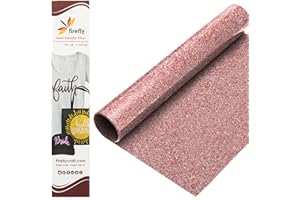 Firefly Craft Glitter Rose Gold Heat Transfer Vinyl - HTV Vinyl for Cricut - Heat Press Vinyl for Shirt Transfers - Iron On Fabric Sheets - 1 Piece, 5 Feet by 12.25 Inch Roll