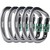 Climbing Locking Carabiner Clip Rappelling - Thorn 25KN Heavy Duty Large Screwgate Carabiners Clips for Rock Climbing,Mountaineer,Hammock,Camping,Gym