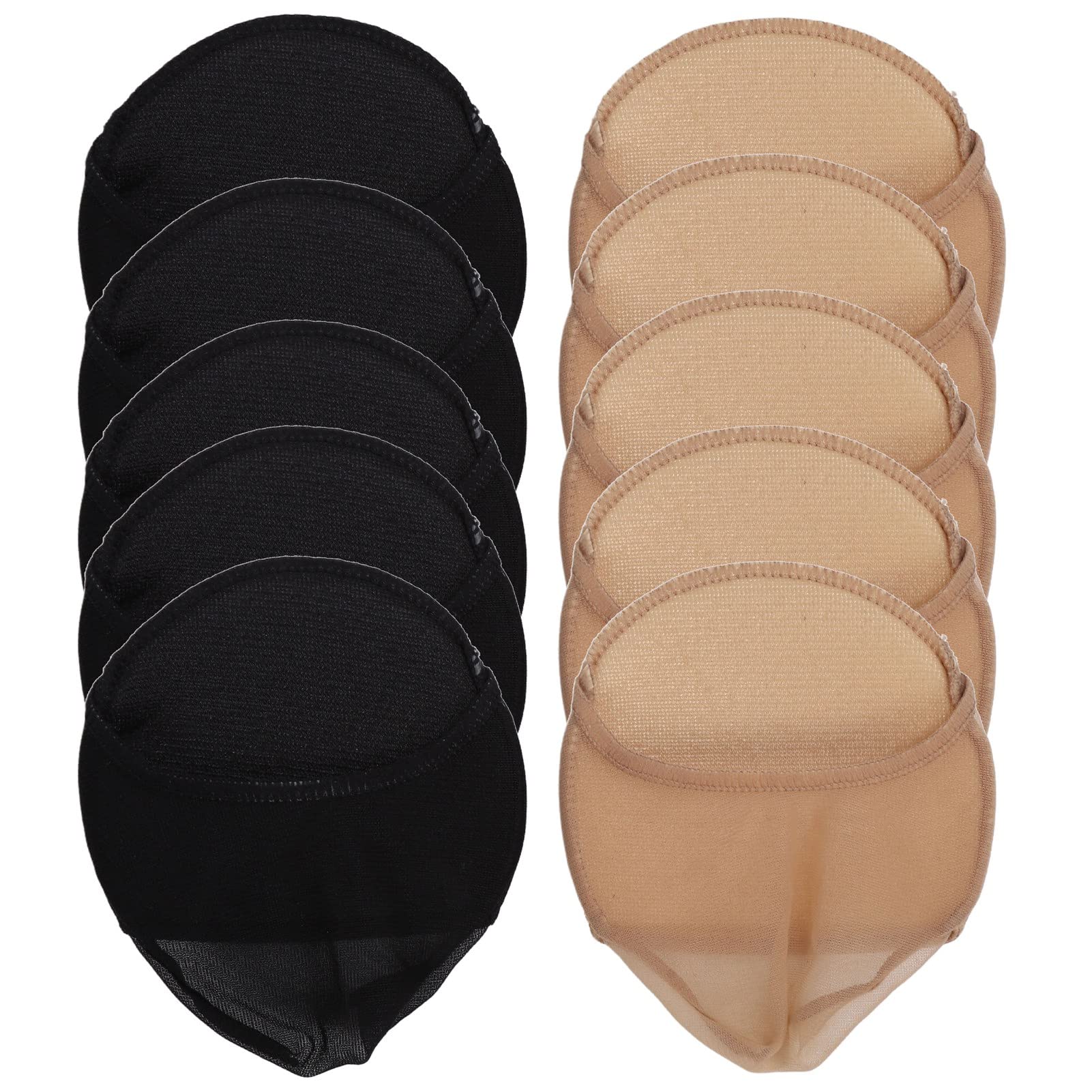 10 Pairs Toe Topper Socks with Padding Breathable Toe Cover Liner Half Socks Womens Bottom Forefoot Cushions Pad Soft Topper Cover Protector Sleeve Reusable Cushions for Women Heels