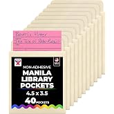 Hygloss Products Manila Library Pockets &ndash; Non-Adhesive Pocket Envelopes Made in the USA &ndash; 4.5 x 3.5 Inches, 40 Pack