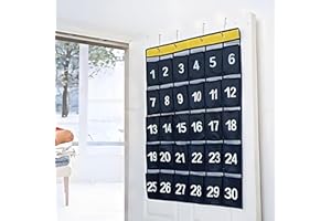 30 Numbered Pockets Classroom Calculator Holder & Cell Phone Pockets Chart Organizer Hanging Door and Wall Storage Bag