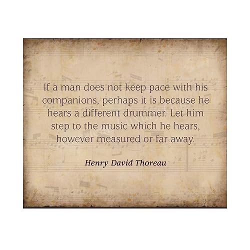 Amazon Com Henry David Thoreau Quotes Let Him Step To The Music He Hears Inspirational Poem Art 10 X 8 Distressed Wall Print Ready To Frame Home Office School Library Decor Encourages Individuality Handmade
