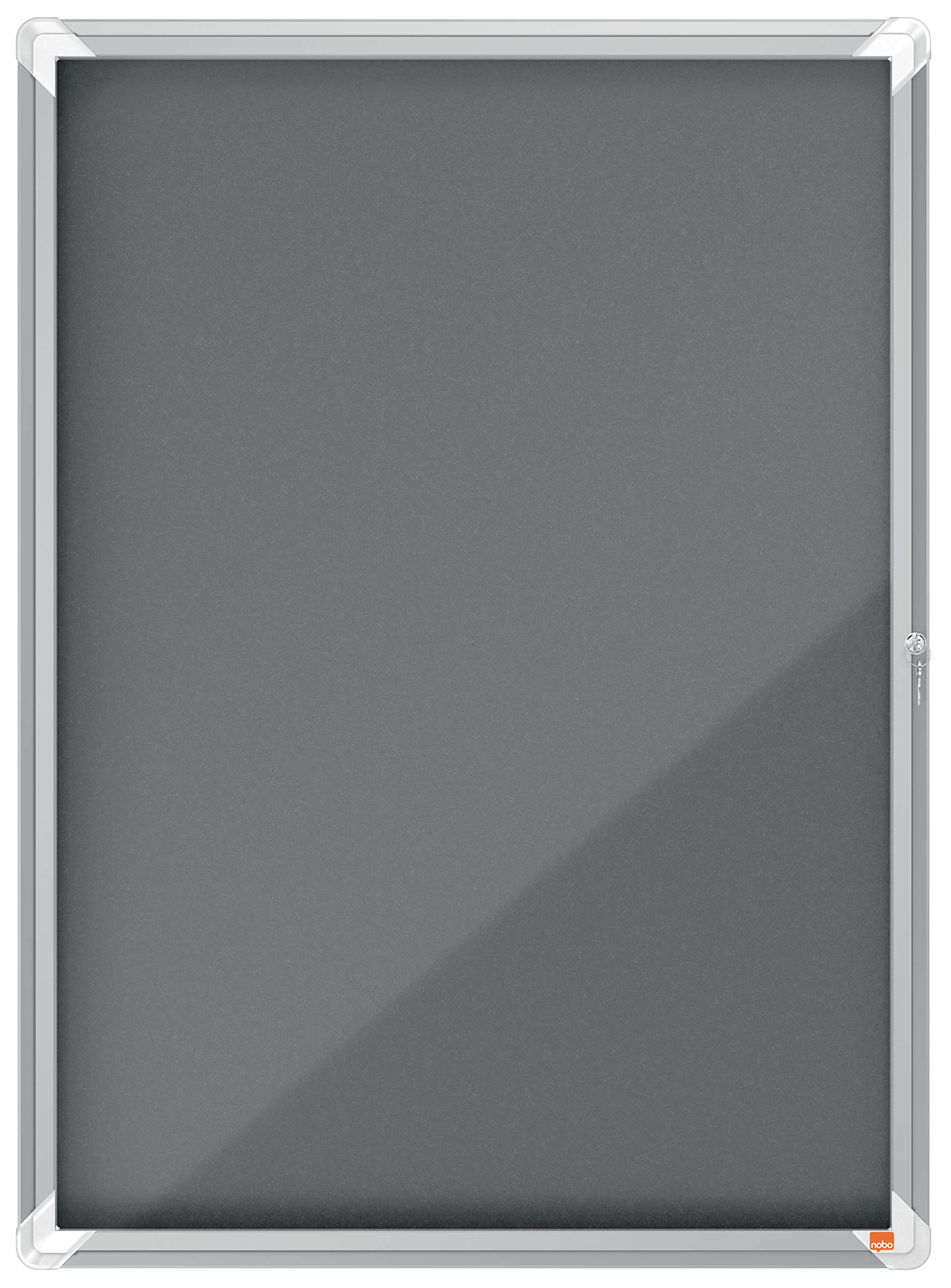 Nobo Felt Lockable Notice Board 9 x A4, Premium Plus, Grey, 1915330